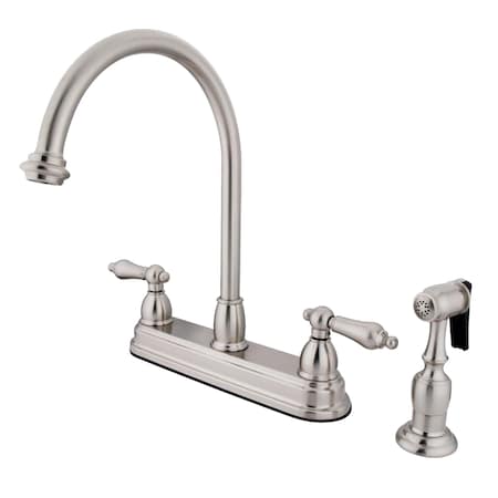 Kingston Brass Restoration 8" Centerset Kitchen Faucet, Brushed Nickel KB3758ALBS